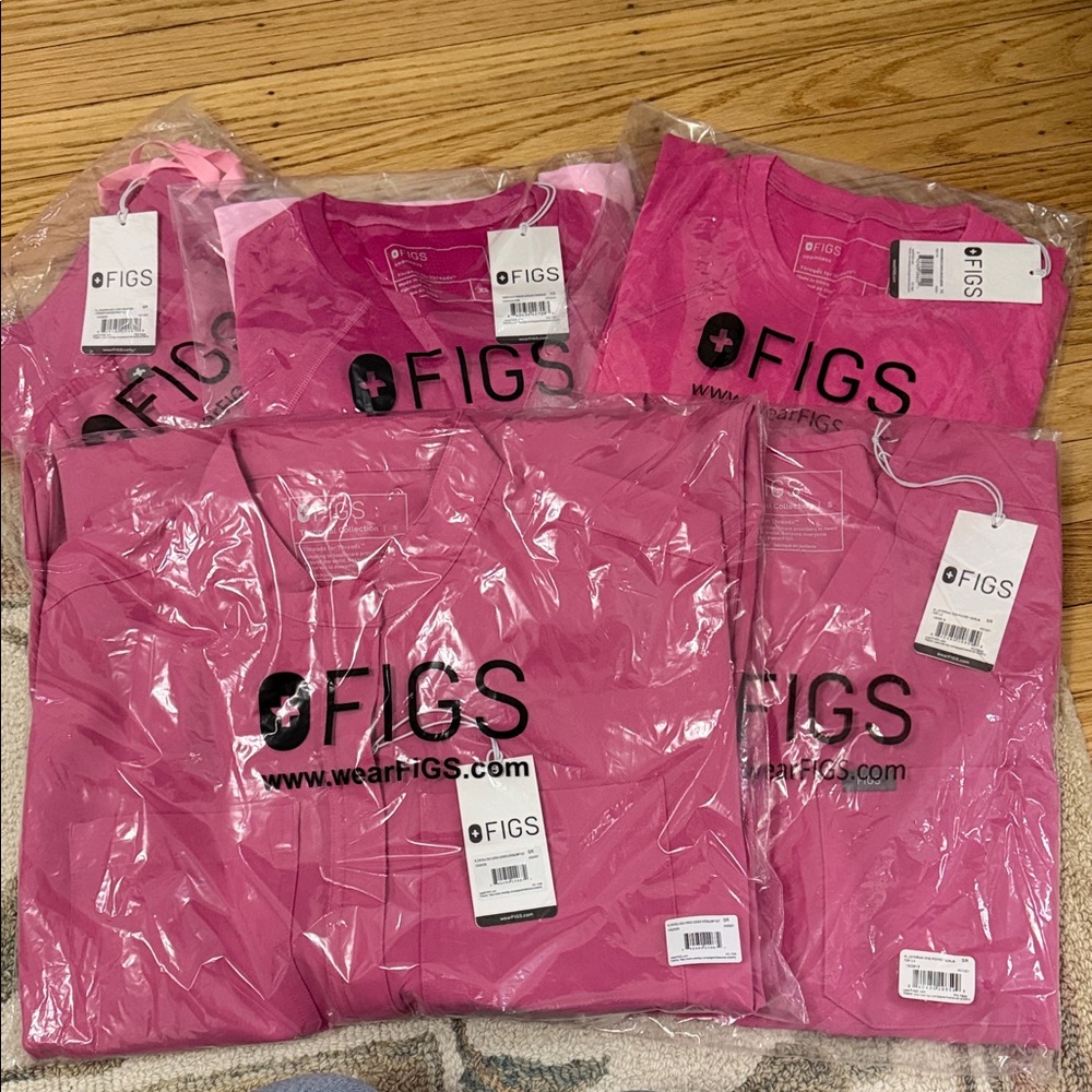 Bundle of hot pink FIGS scrubs and jackets Brand new